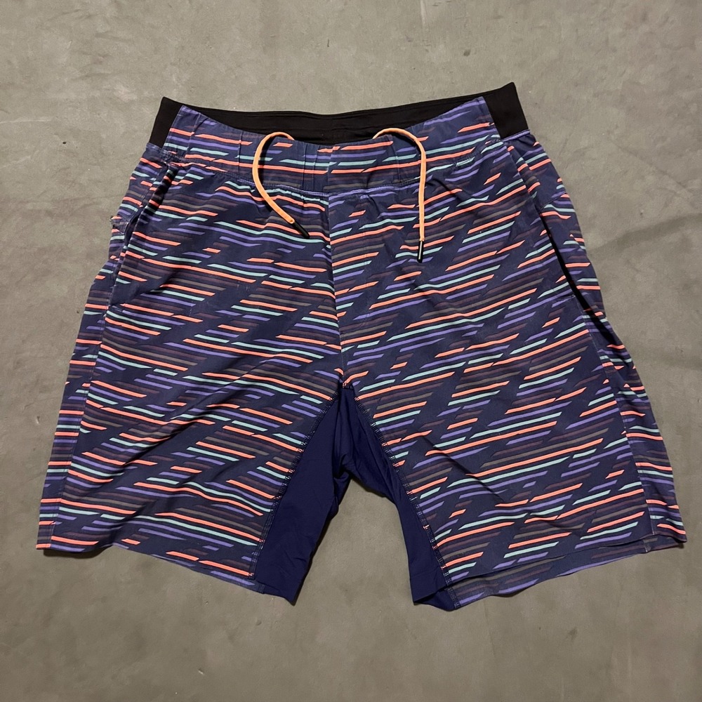 Lululemon‎ T.H.E. Shorts Mens Large Multicolor Gym Training Athletic 9" Striped